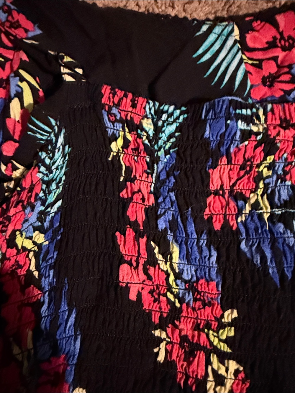 torrid Black Tropical Floral Midi Dress with Blue & Red Accents - Picture 5 of 7